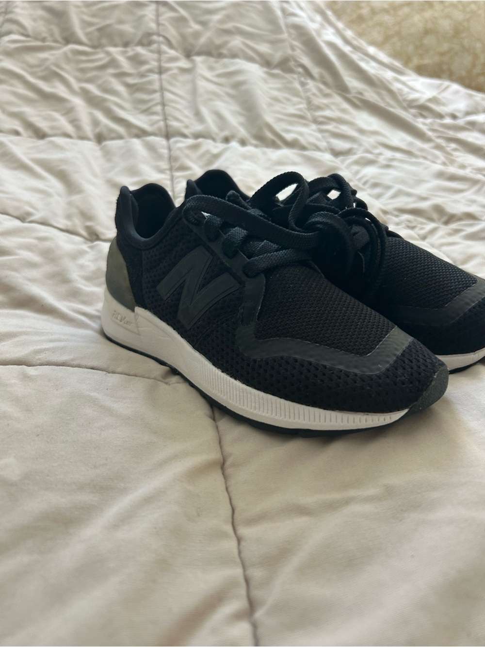 New Balance Kids Black and Gray Mesh Sneakers
